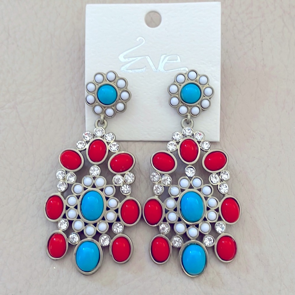 *NWT* Statement Red White and Blue Earrings